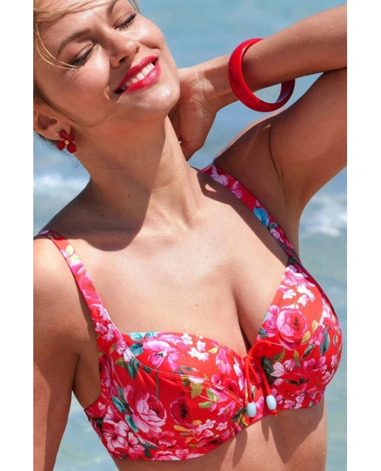 Μαγιό  Antigel  μπικίνι  floral  με  μπανέλα και ψηλόμεσο σλίπ